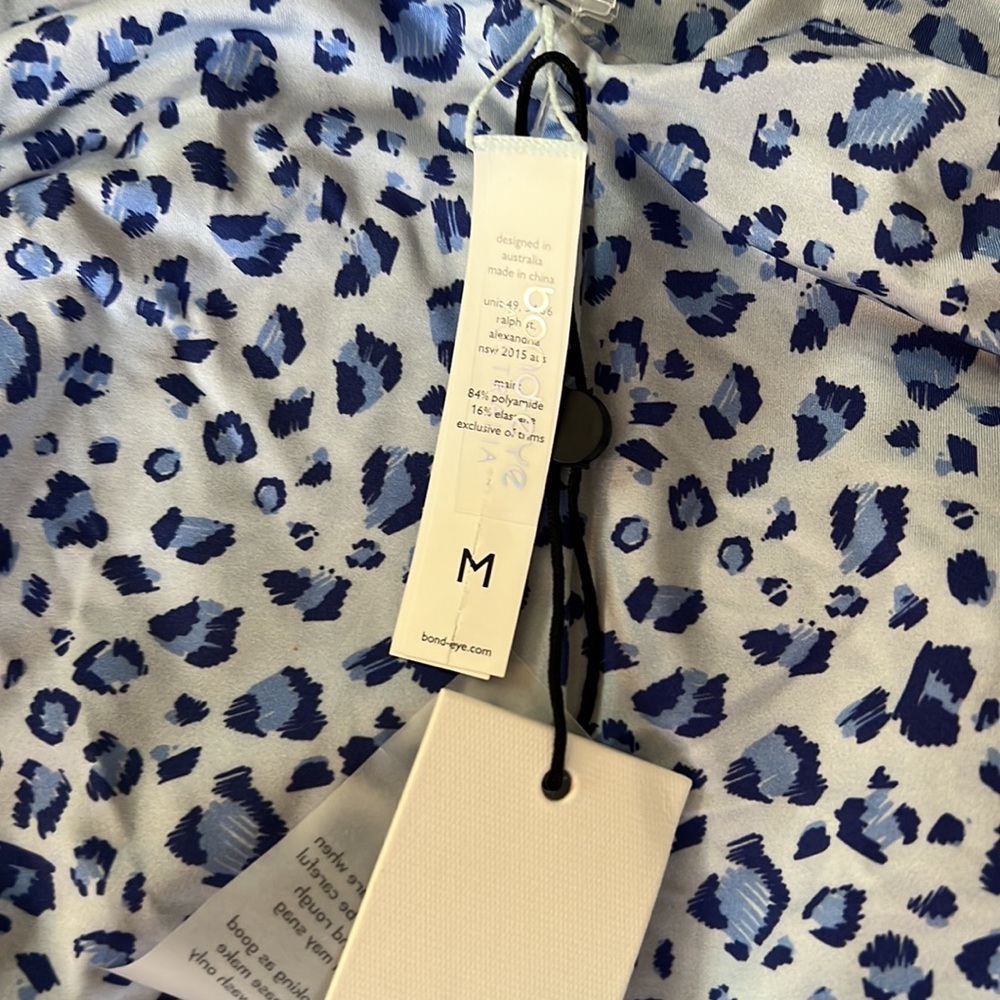 Blue Leopard Print One-Piece Swimsuit with Side Drawstrings - Picture 4 of 6